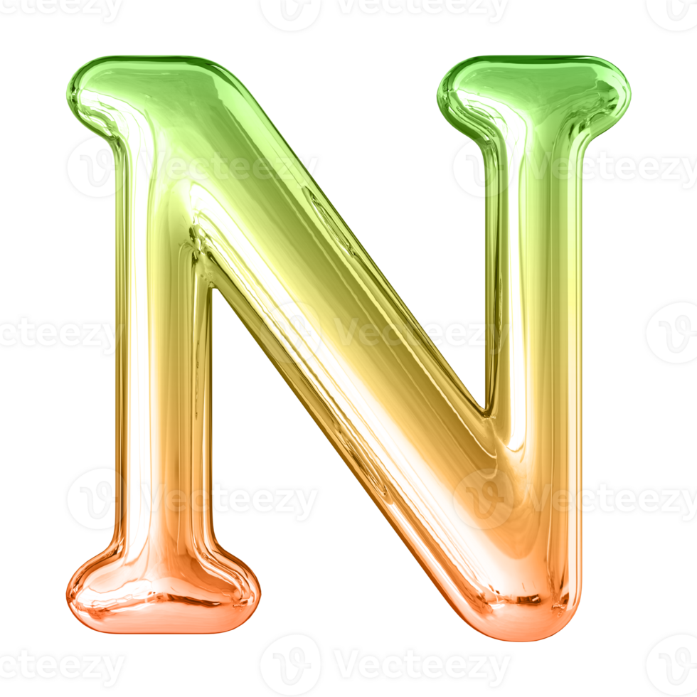 3D Font Letter N uppercase png