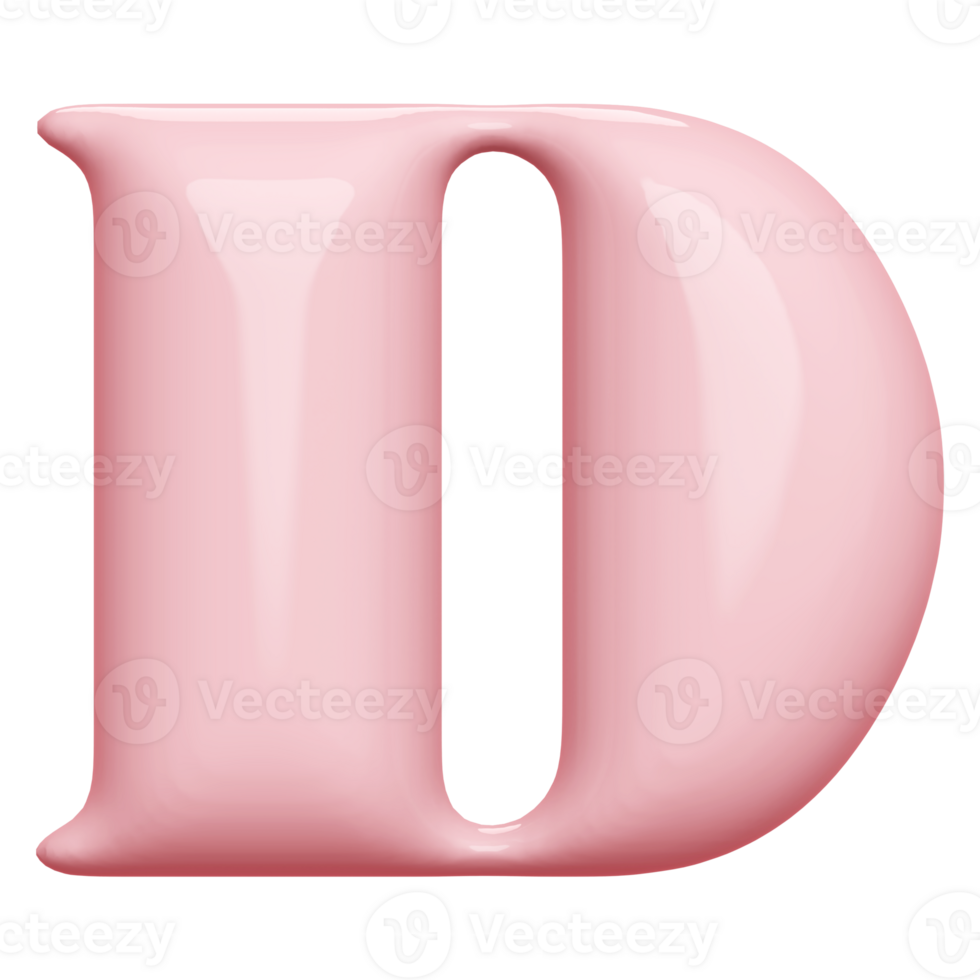 3D Font Letter D uppercase png