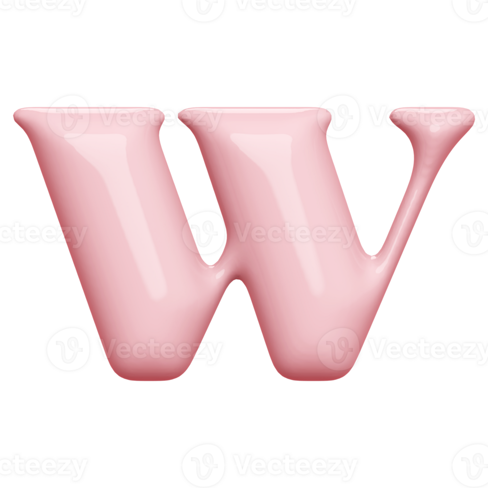 3D Font Letter W uppercase png