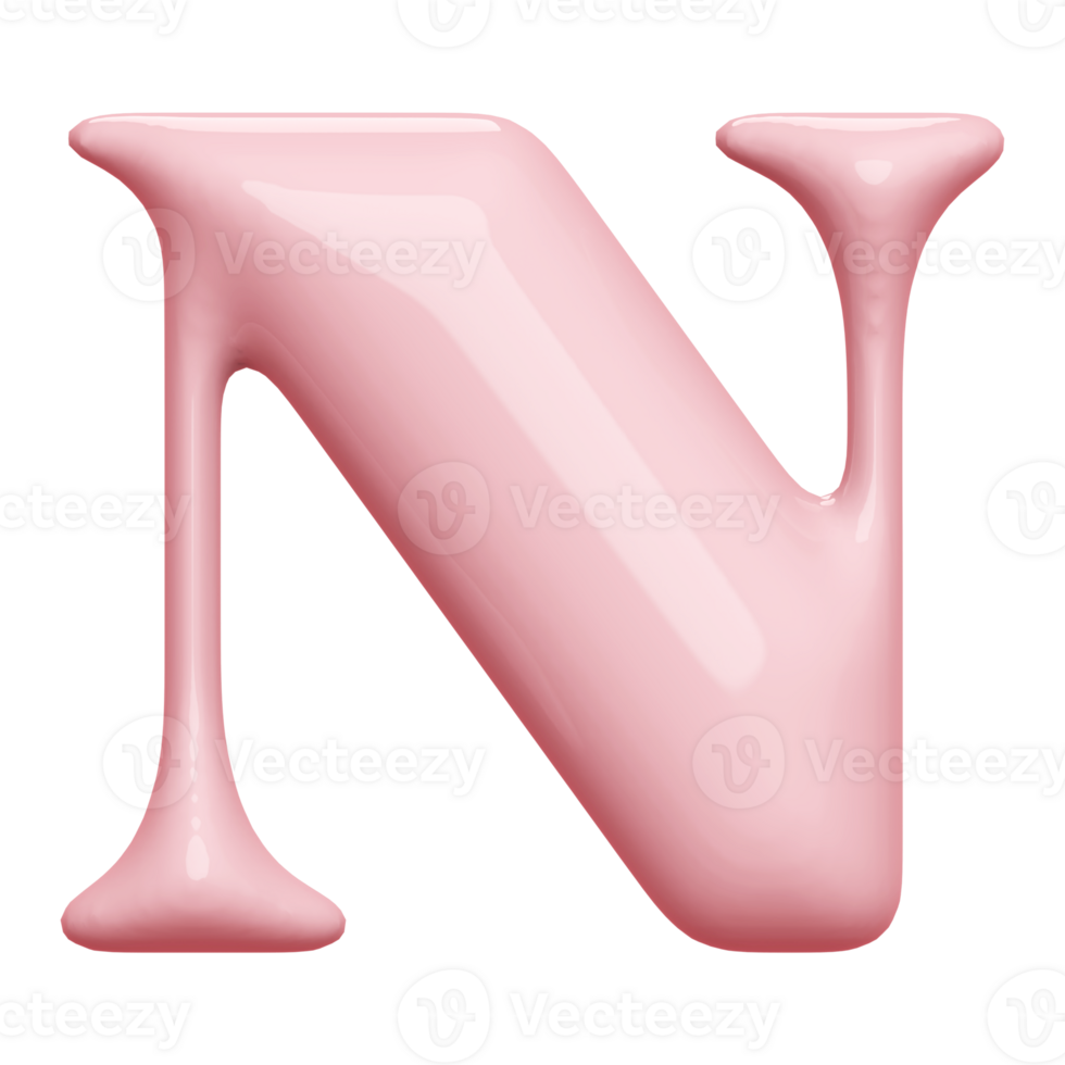 3D Font Letter N uppercase png