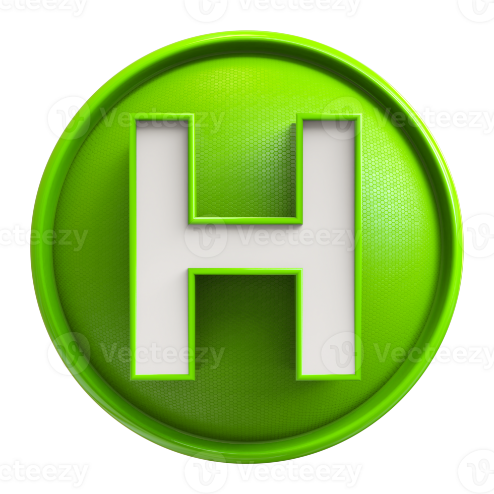 Icon 3D Font Letter H uppercase png