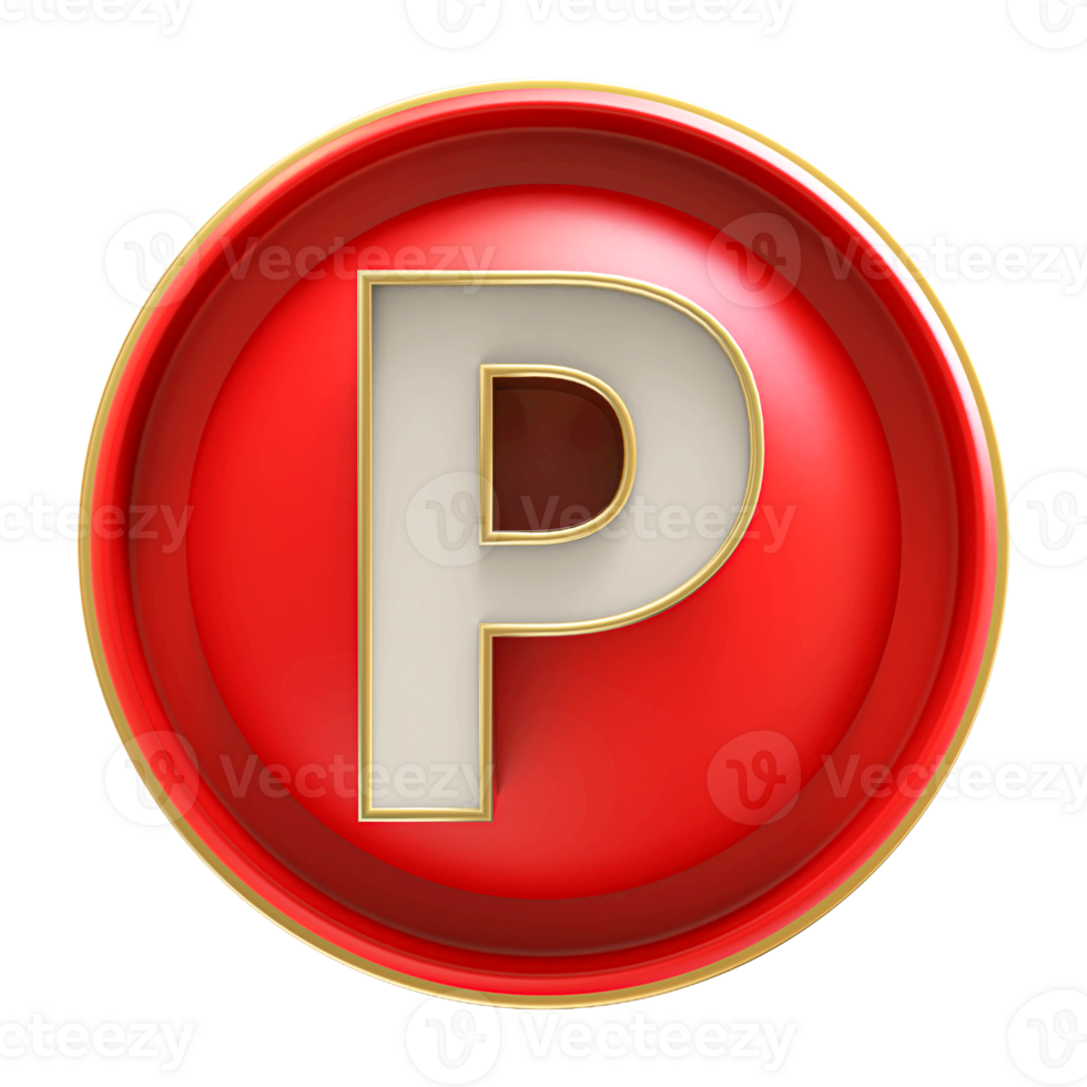 Icon 3D Font Letter P uppercase png