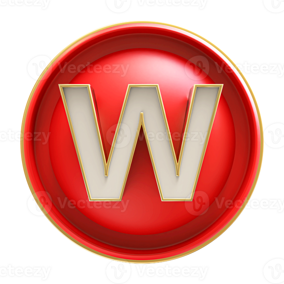 Icon 3D Font Letter W uppercase png