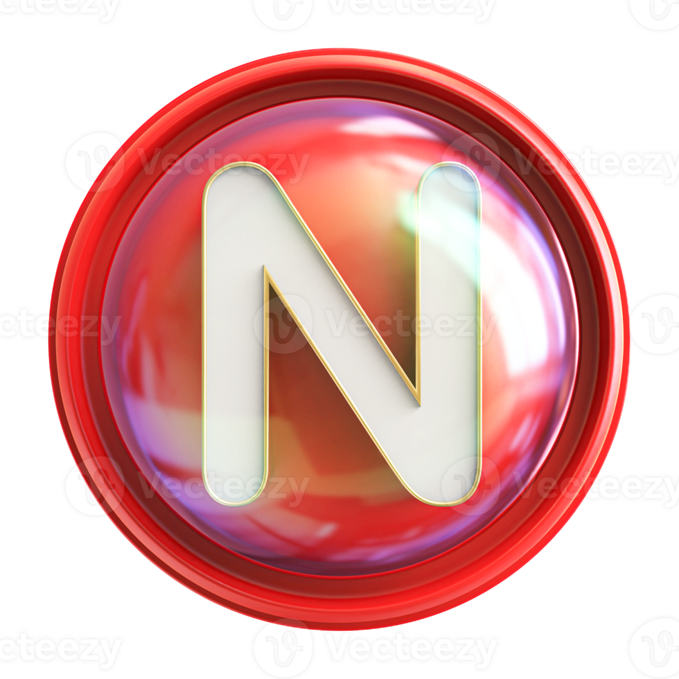 Icon 3D Font Letter N uppercase png