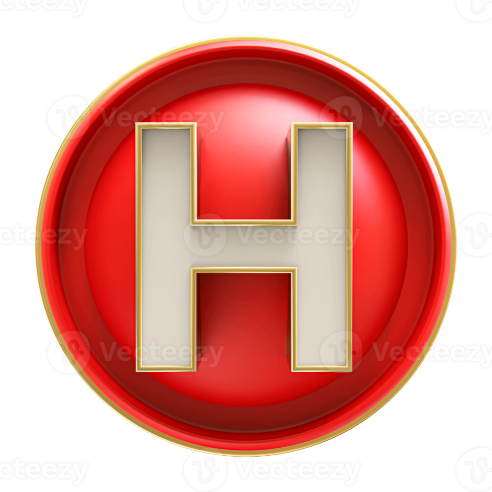 Icon 3D Font Letter H uppercase png