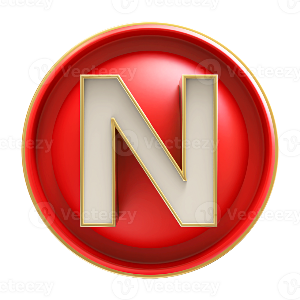 Icon 3D Font Letter N uppercase png