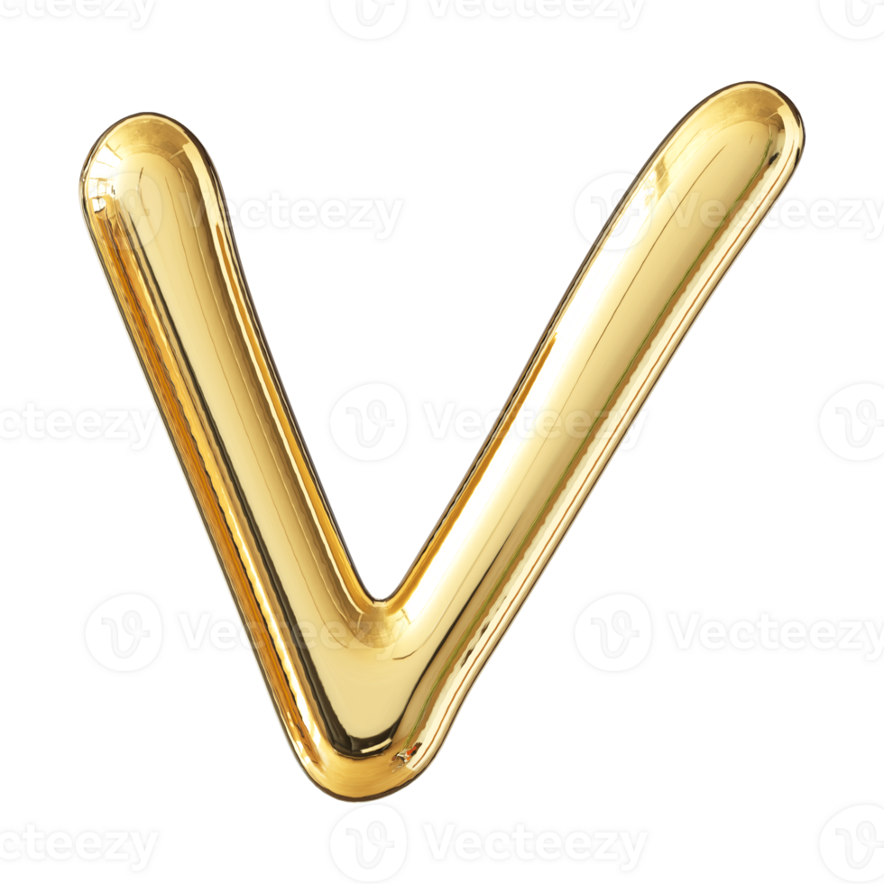 Gold 3D Font Letter V uppercase png