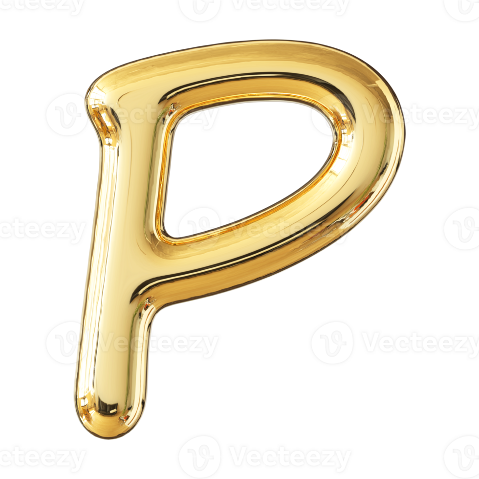 Gold 3D Font Letter P uppercase png