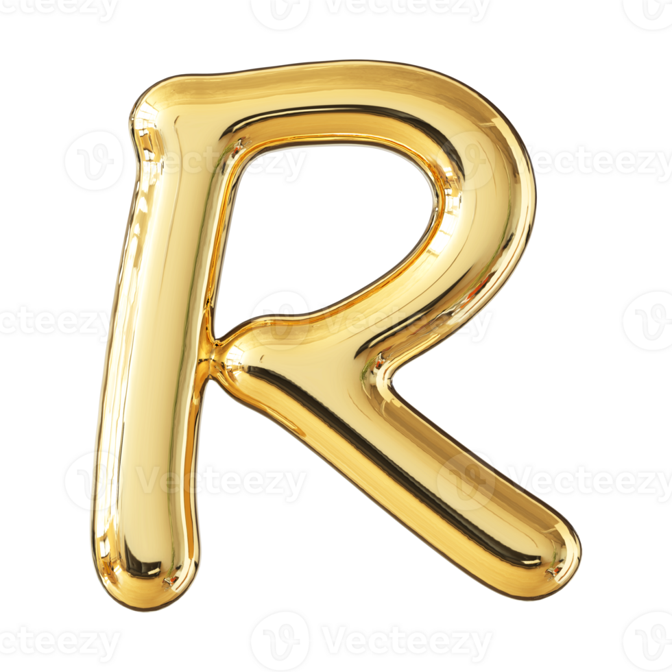 Gold 3D Font Letter R uppercase png