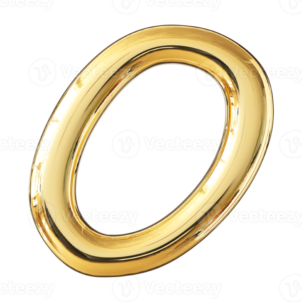 Gold 3D Font Letter O uppercase png