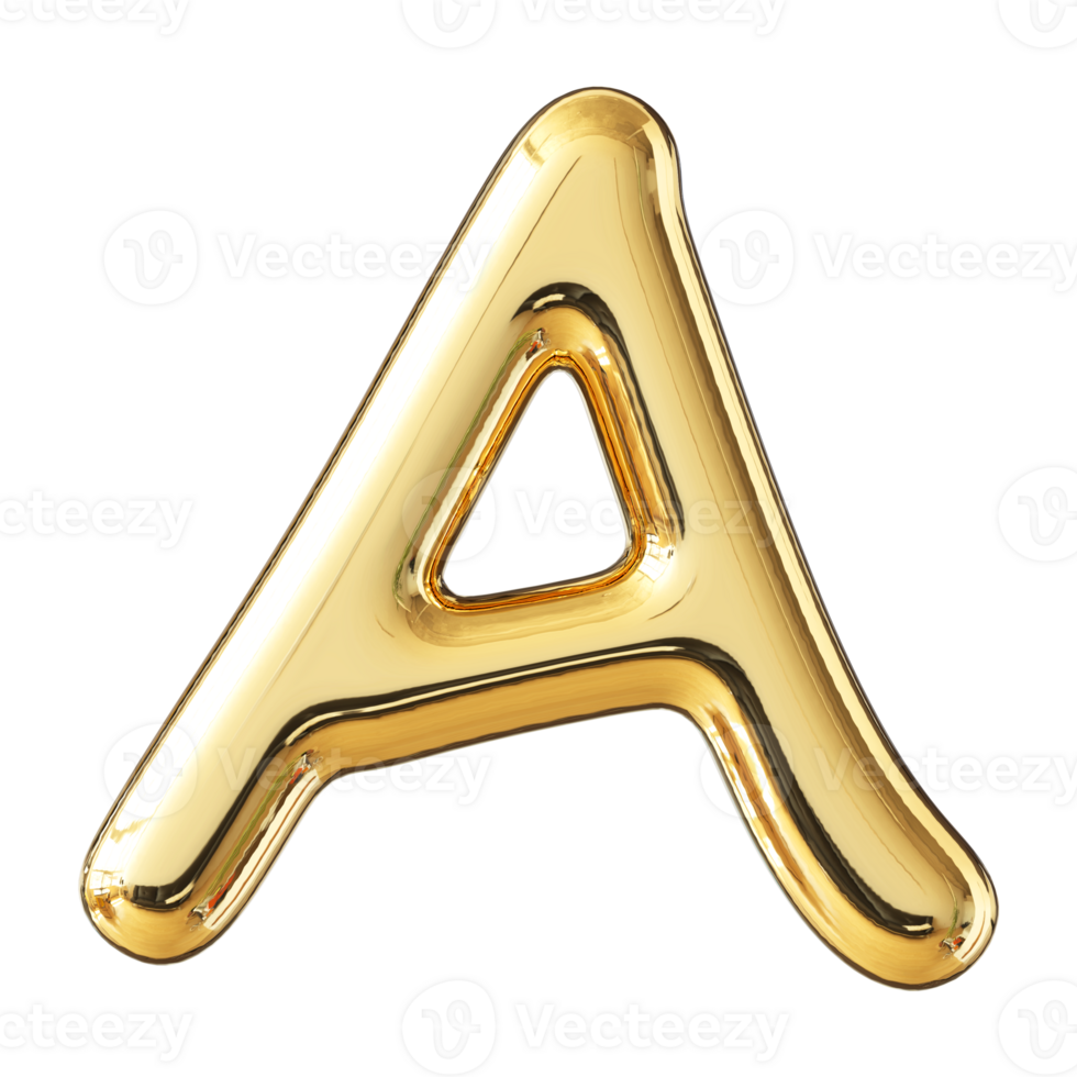 Gold 3D Font Letter A uppercase png