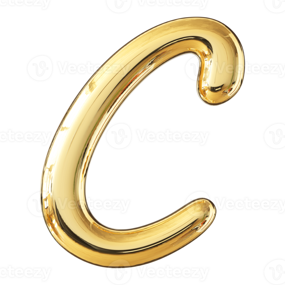 Gold 3D Font Letter C uppercase png