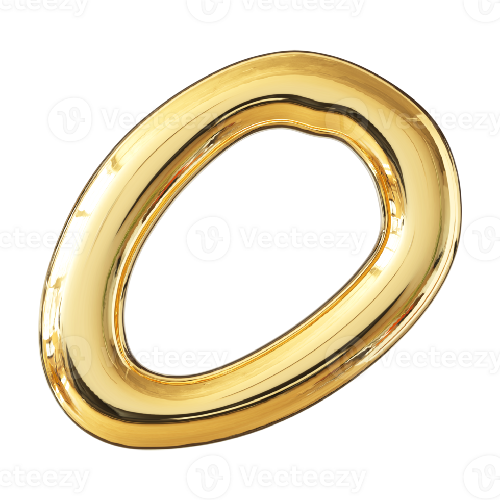Gold 3D Number 0 png
