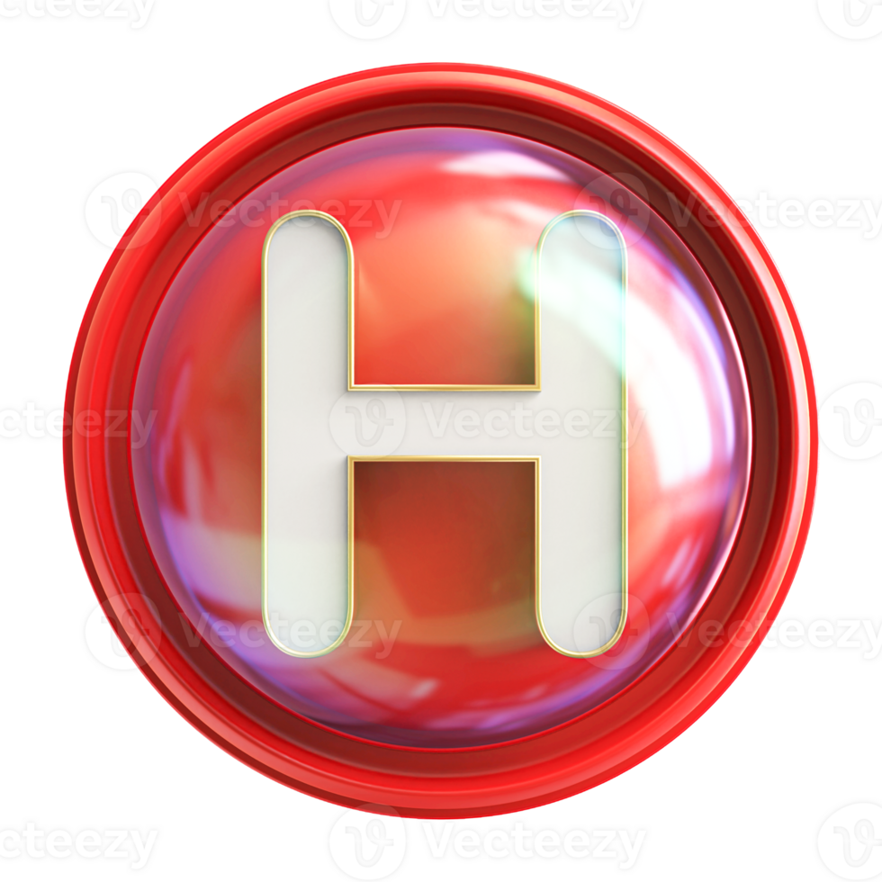 Icon 3D Font Letter H uppercase png