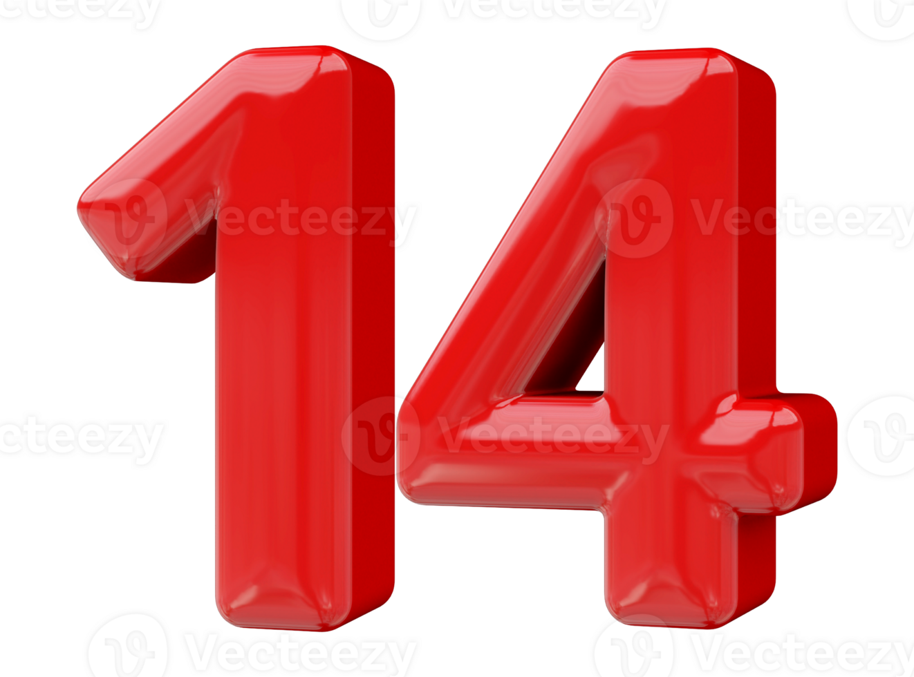 Red 3D Number 14 png