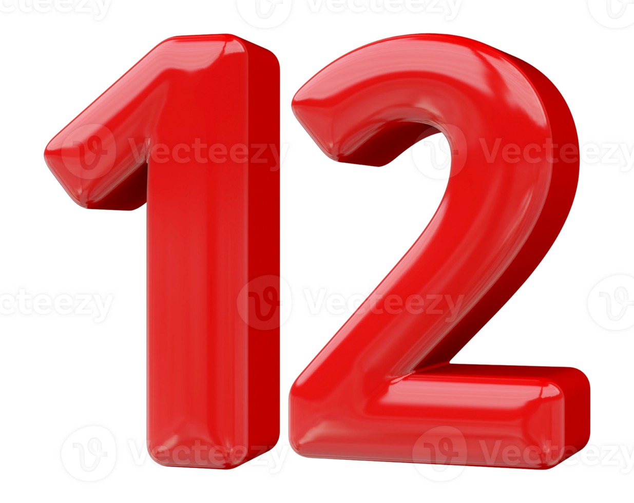 Red 3D Number 12 png