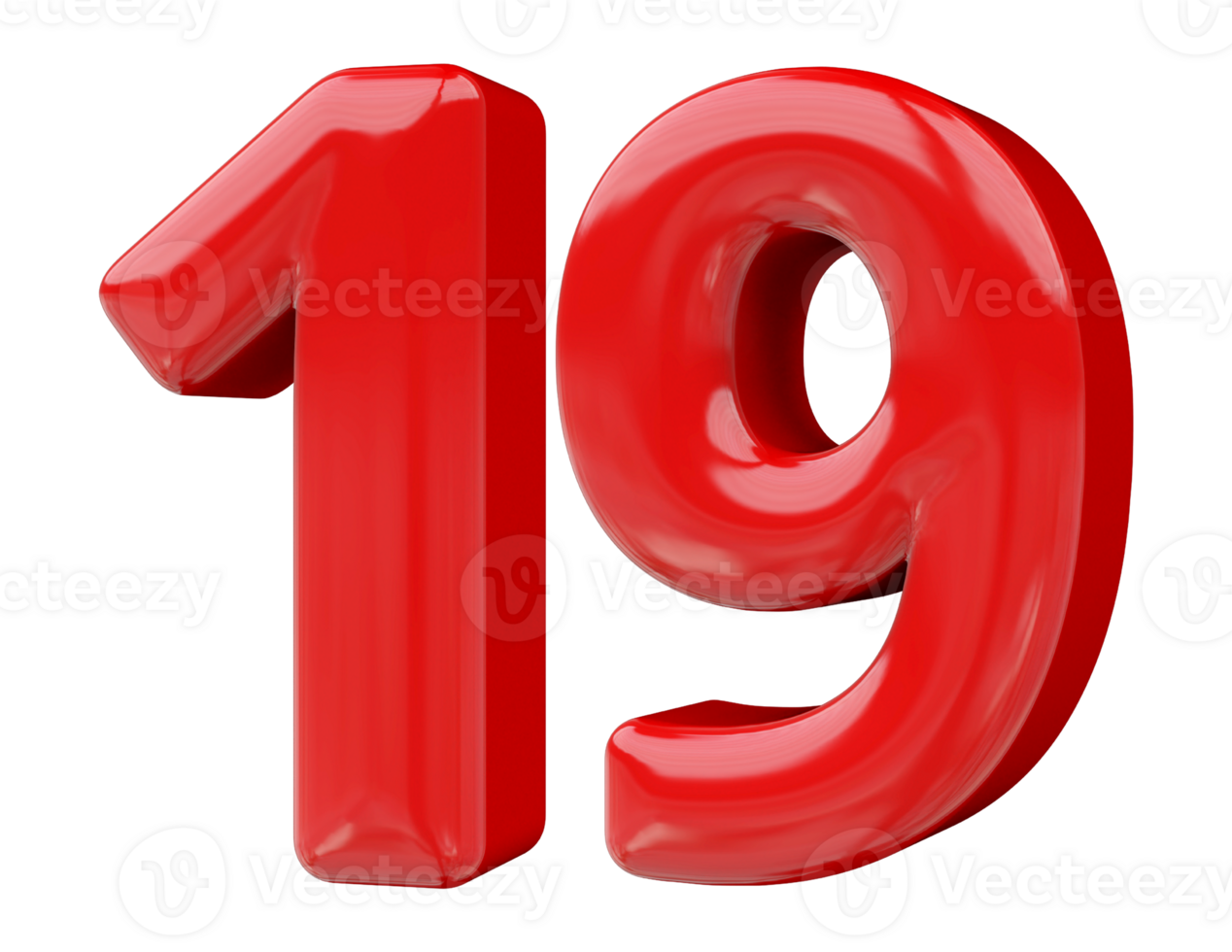 Red 3D Number 19 png