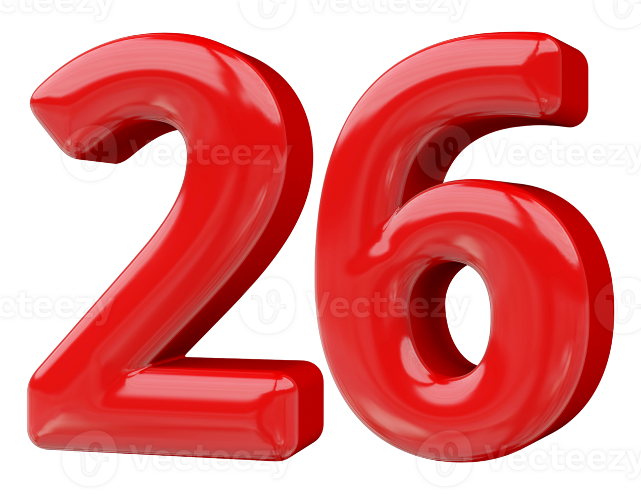 Red 3D Number 26 png
