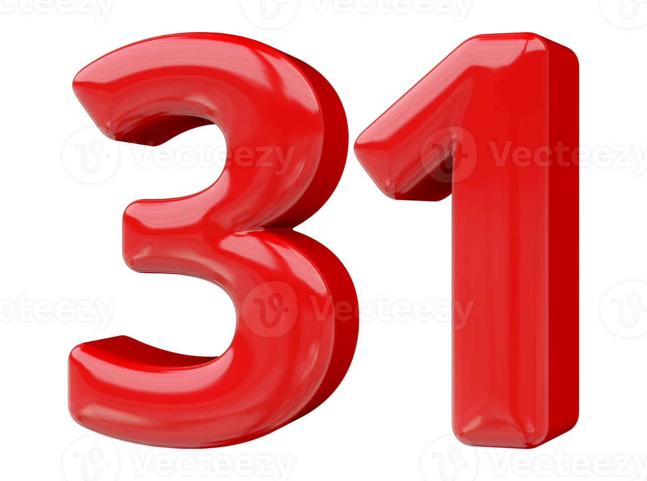 Red 3D Number 31 png
