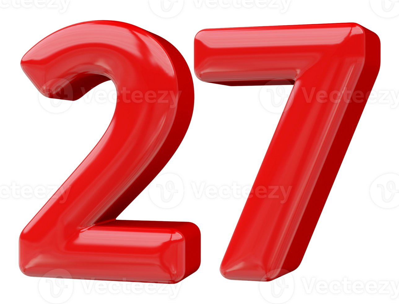 Red 3D Number 27 png