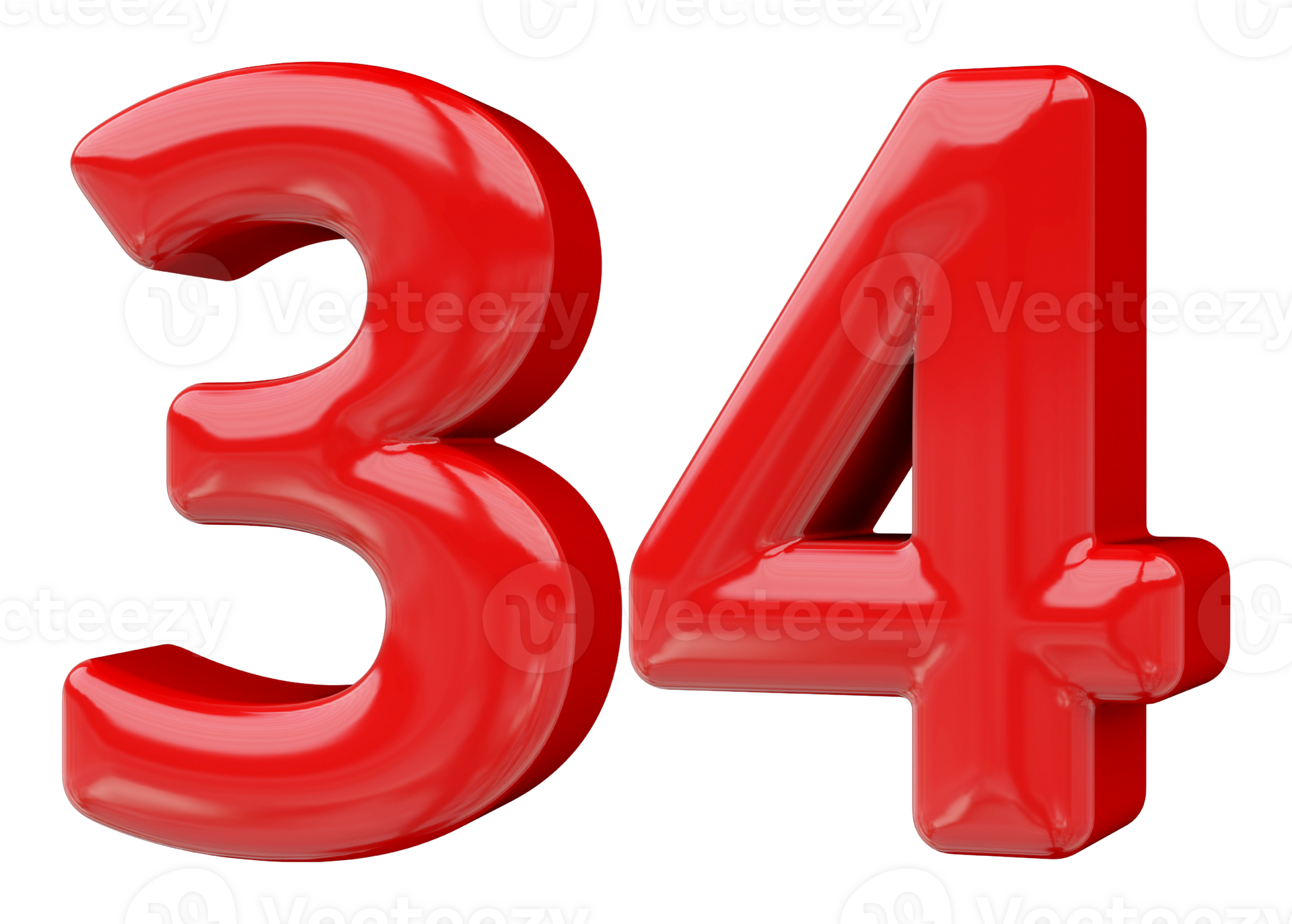 Red 3D Number 34 46645550 PNG