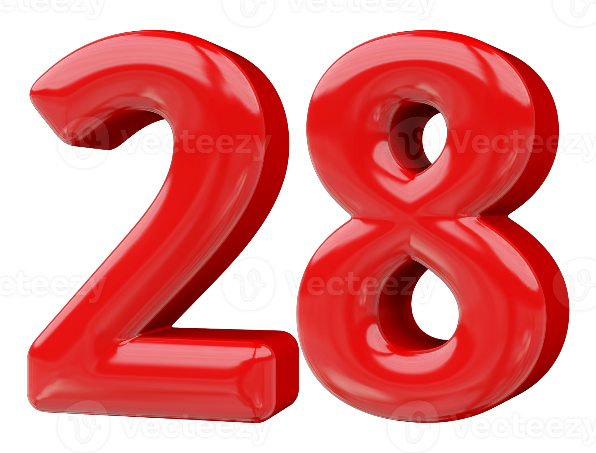 Red 3D Number 28 46645551 PNG