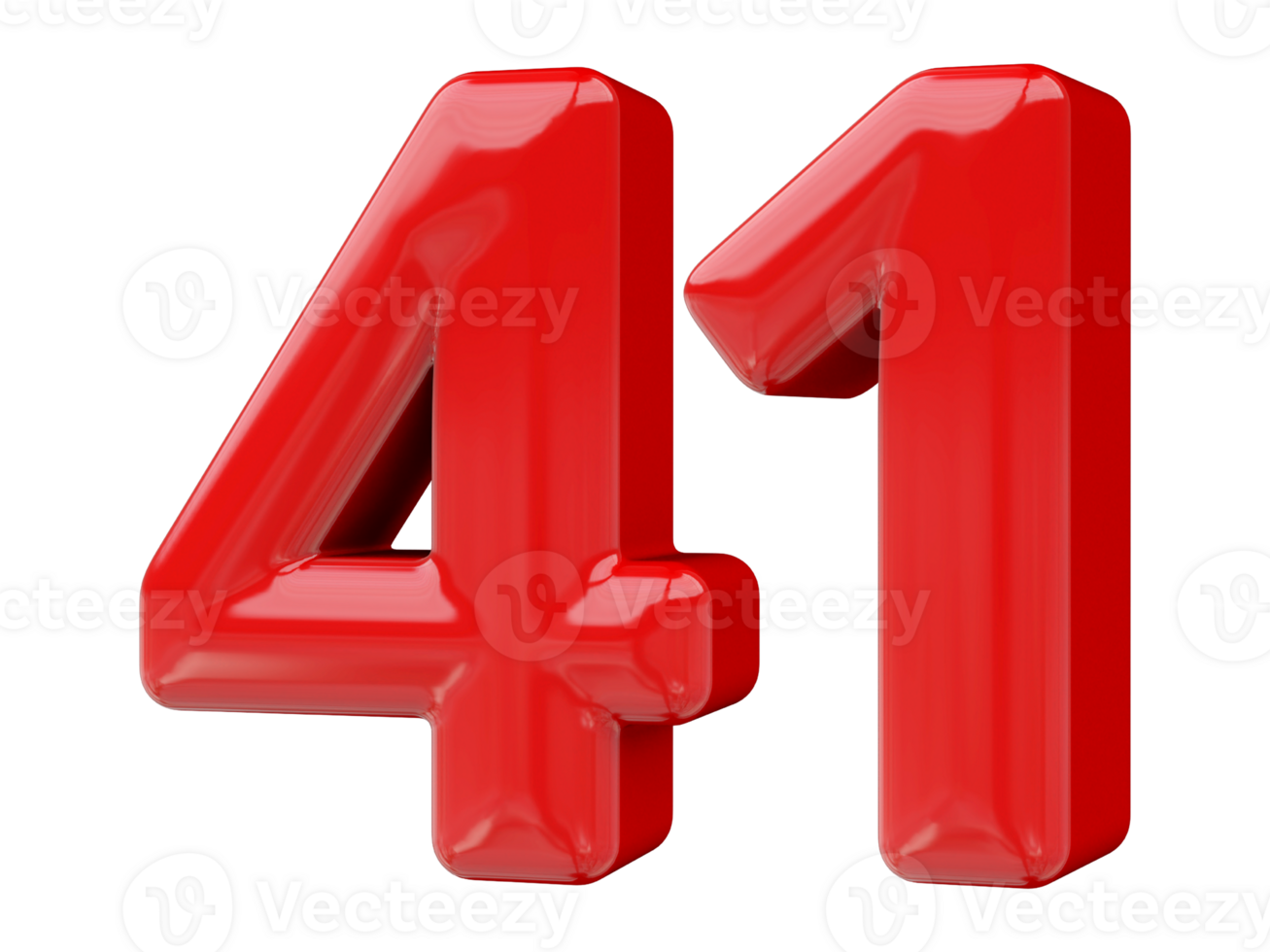 Red 3D Number 41 png