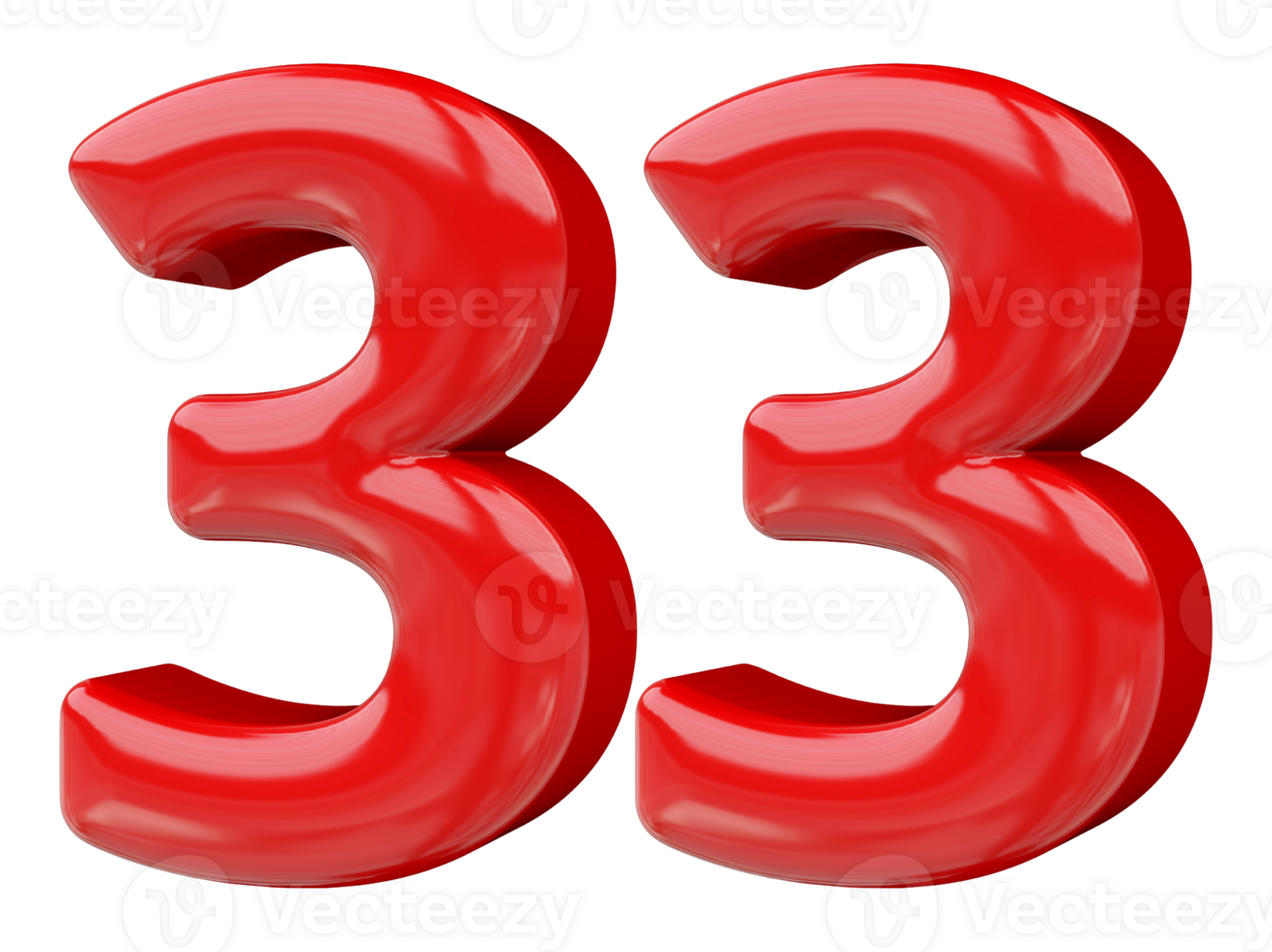 Red 3D Number 33 png