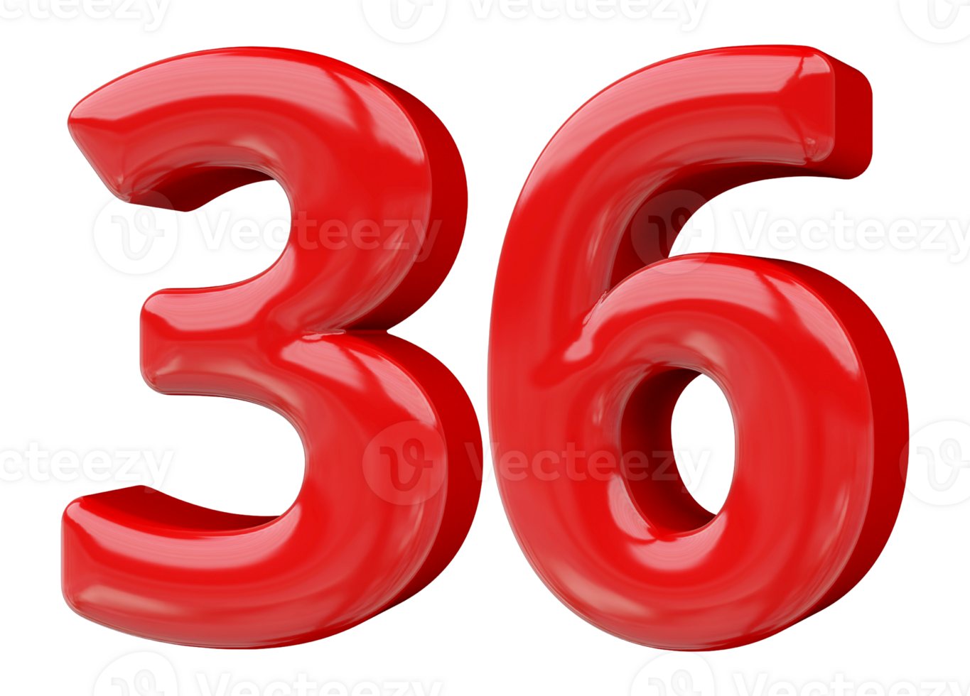 Red 3D Number 36 png