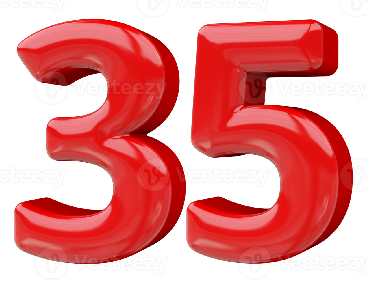 Red 3D Number 35 png