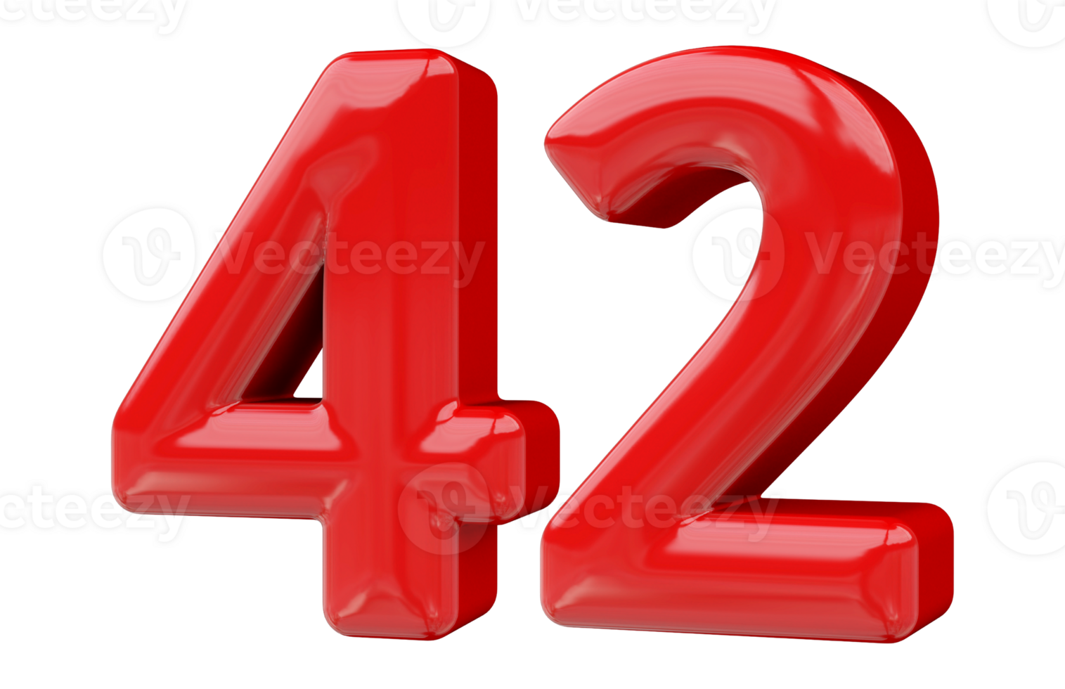 Red 3D Number 42 png