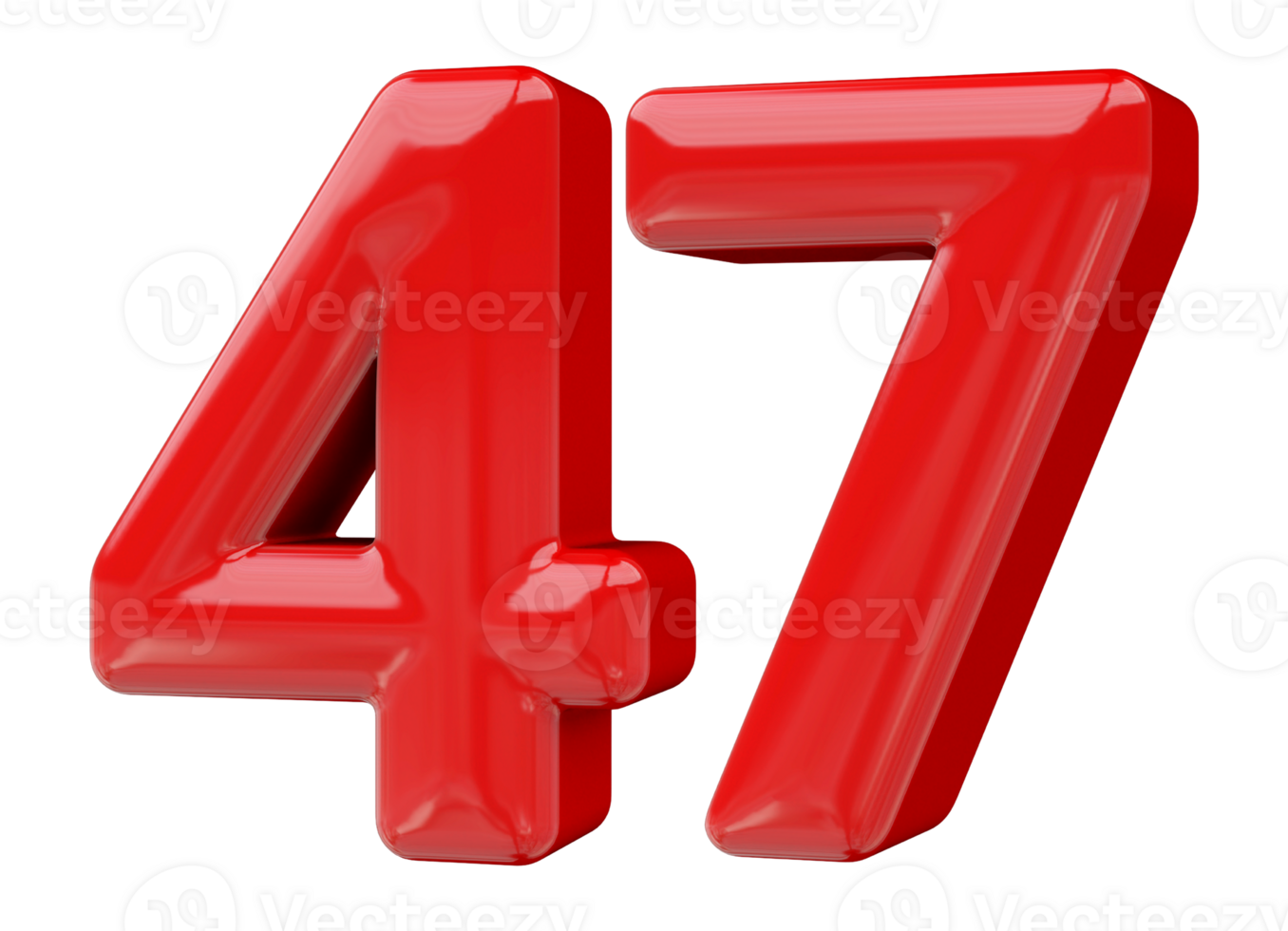 Red 3D Number 47 png