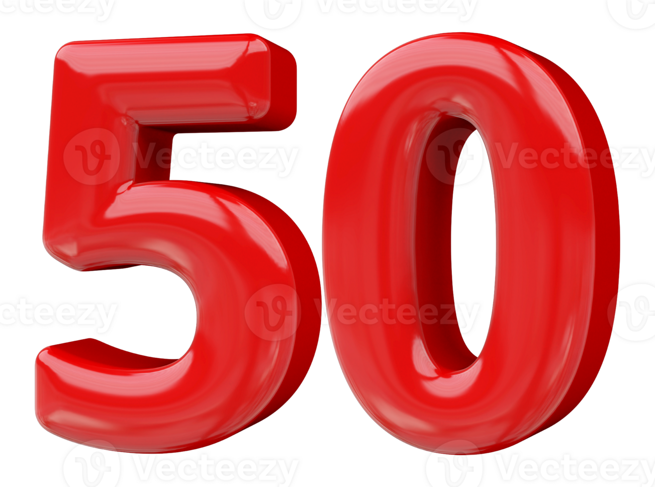 Red 3D Number 50 png