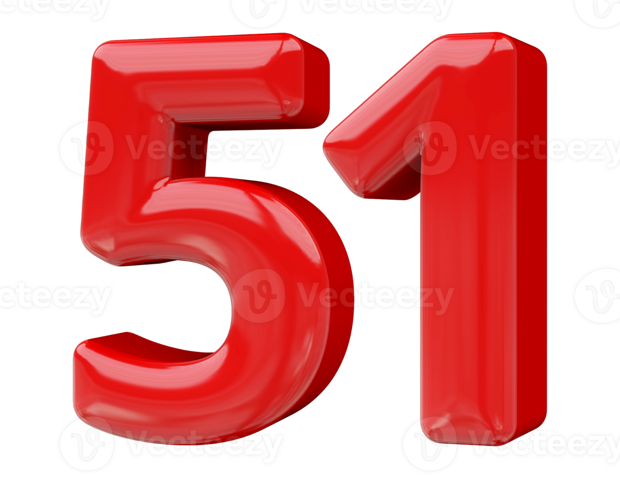 Red 3D Number 51 png