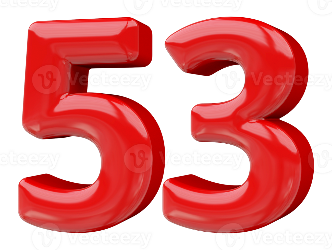 Red 3D Number 53 png