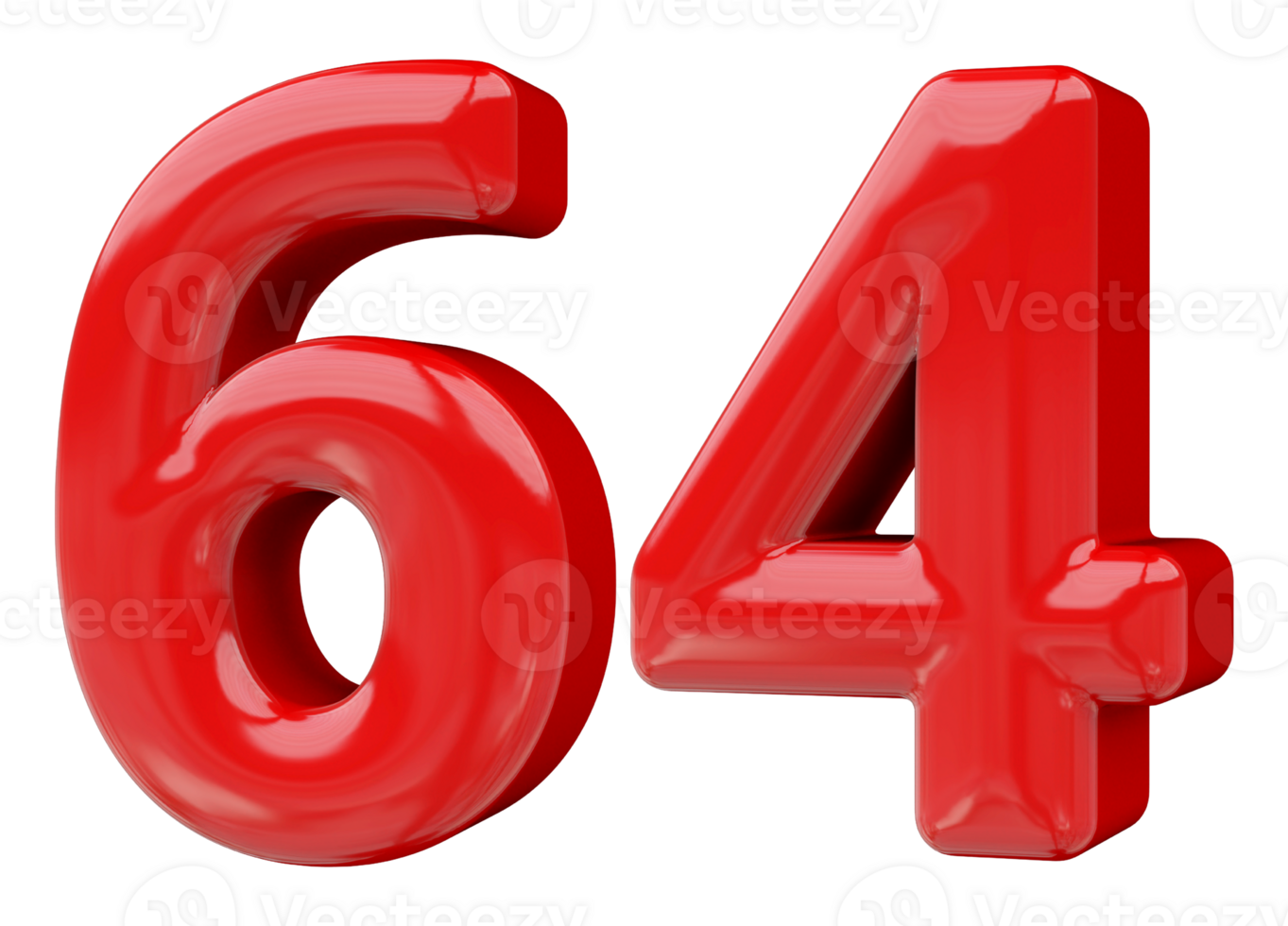 Red 3D Number 64 png