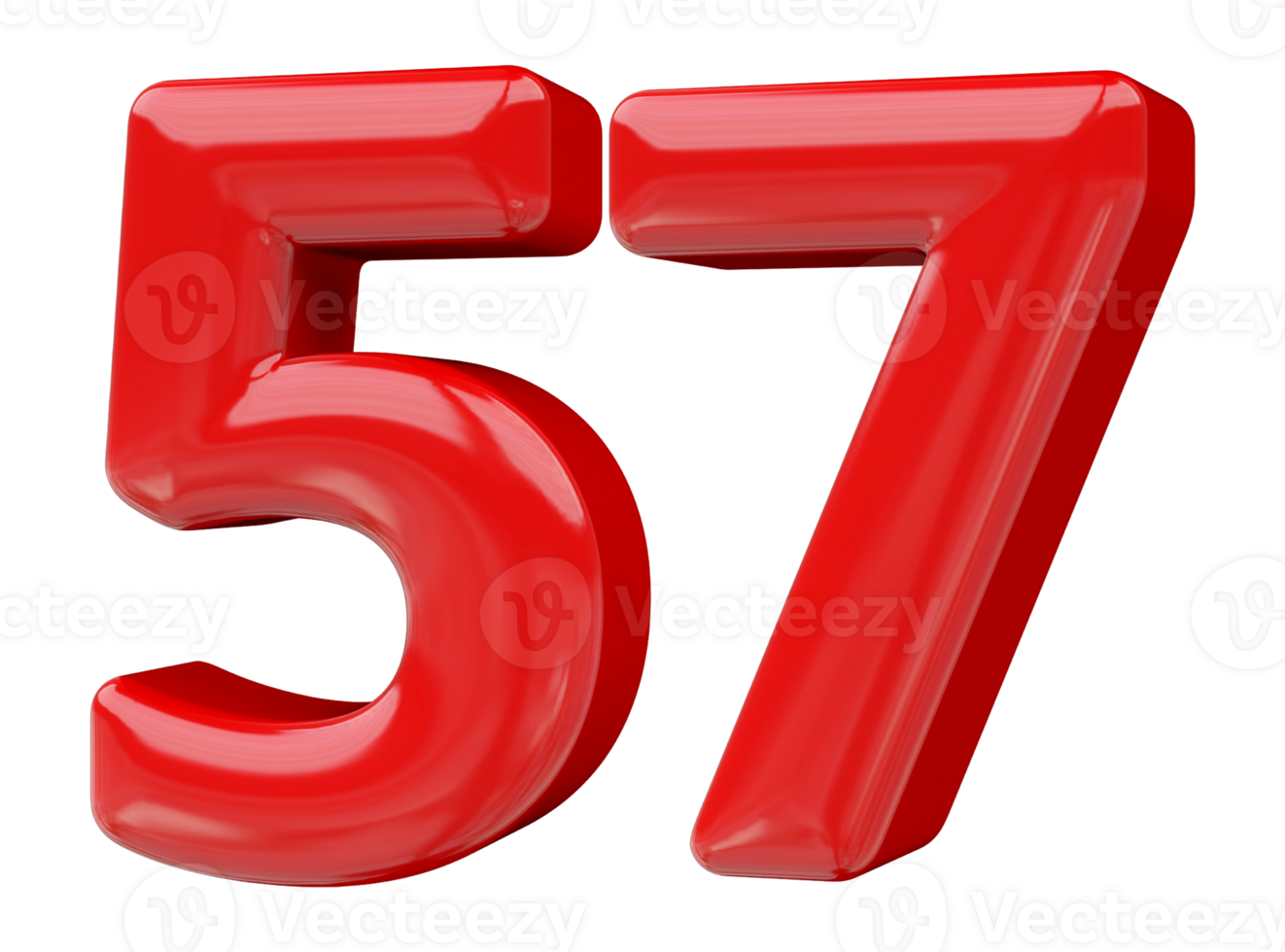 Red 3D Number 57 png