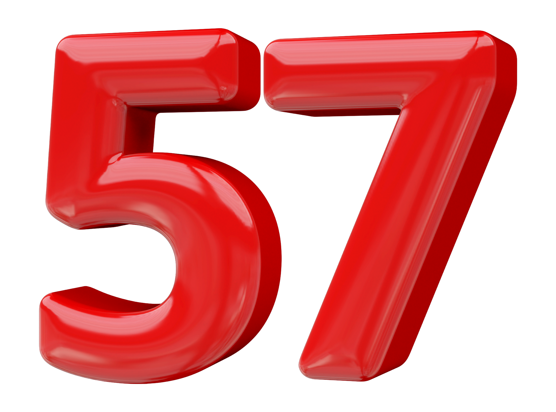 Red 3D Number 57 46645581 PNG