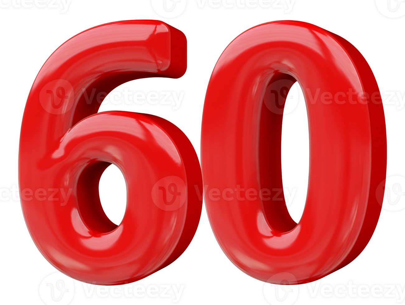 Red 3D Number 60 png