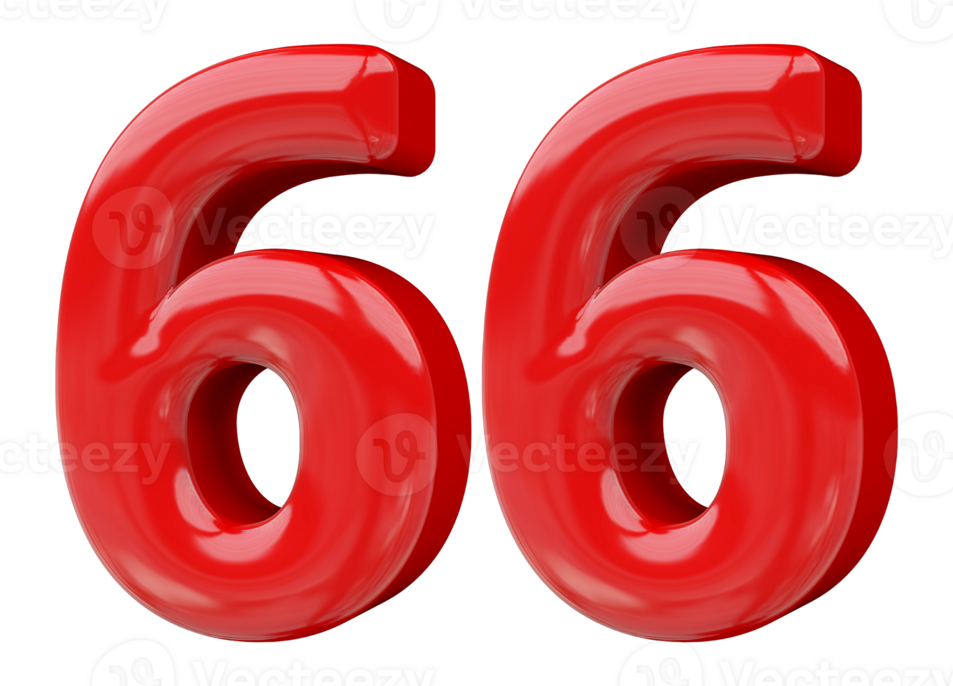 Red 3D Number 66 png