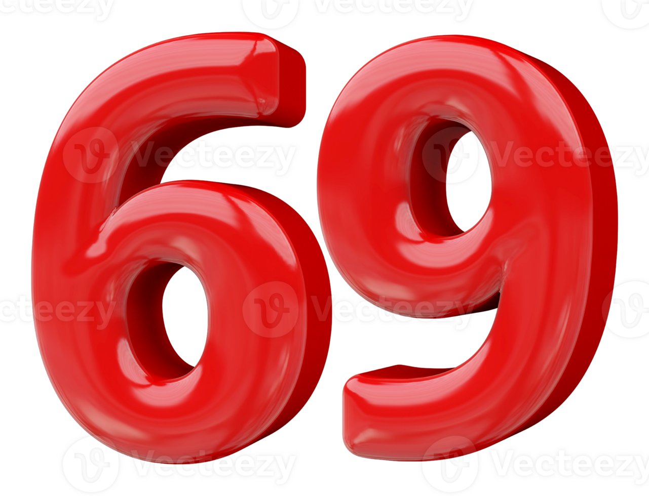 Red 3D Number 69 png