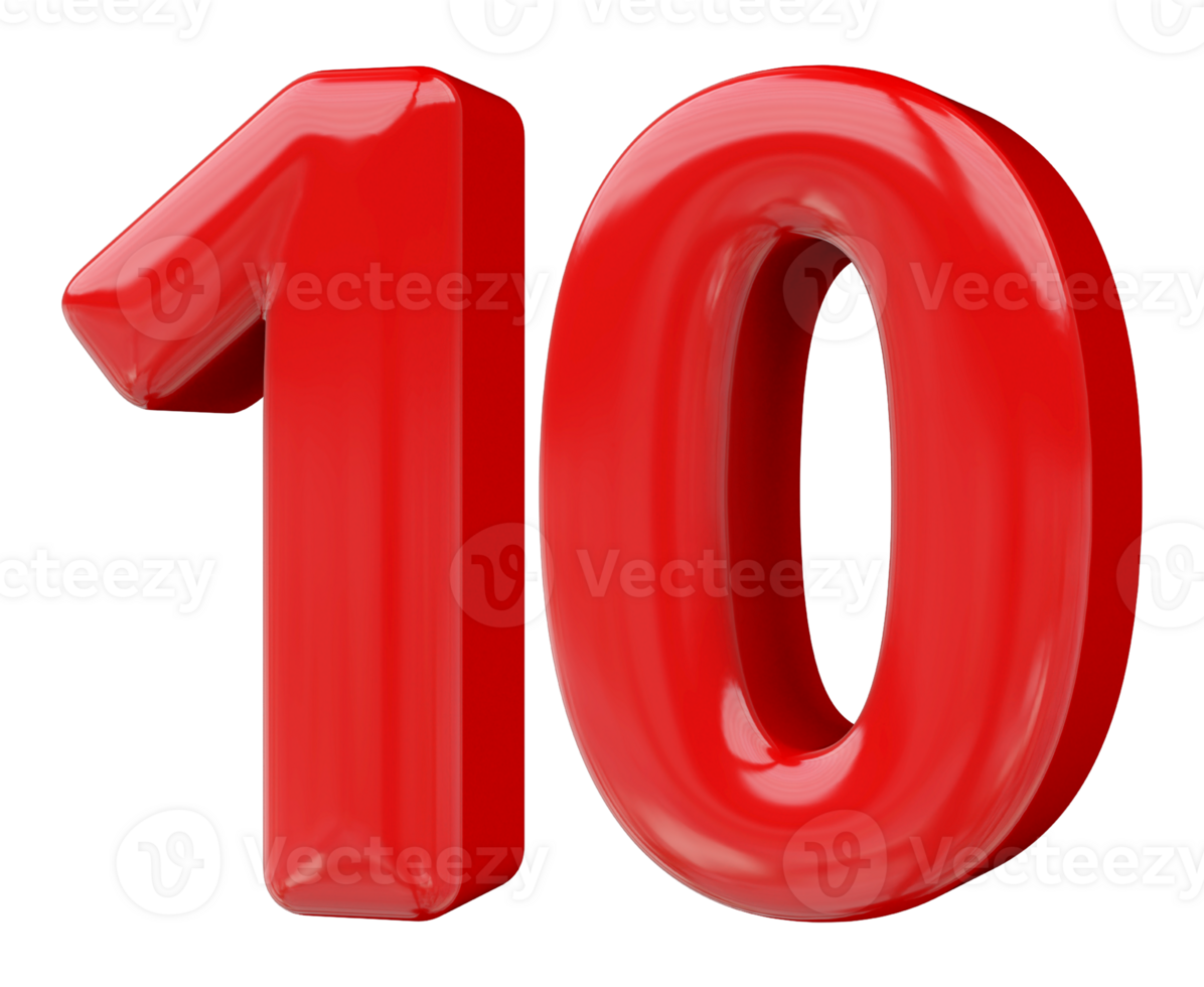 rojo 3d número 10 46645602 PNG