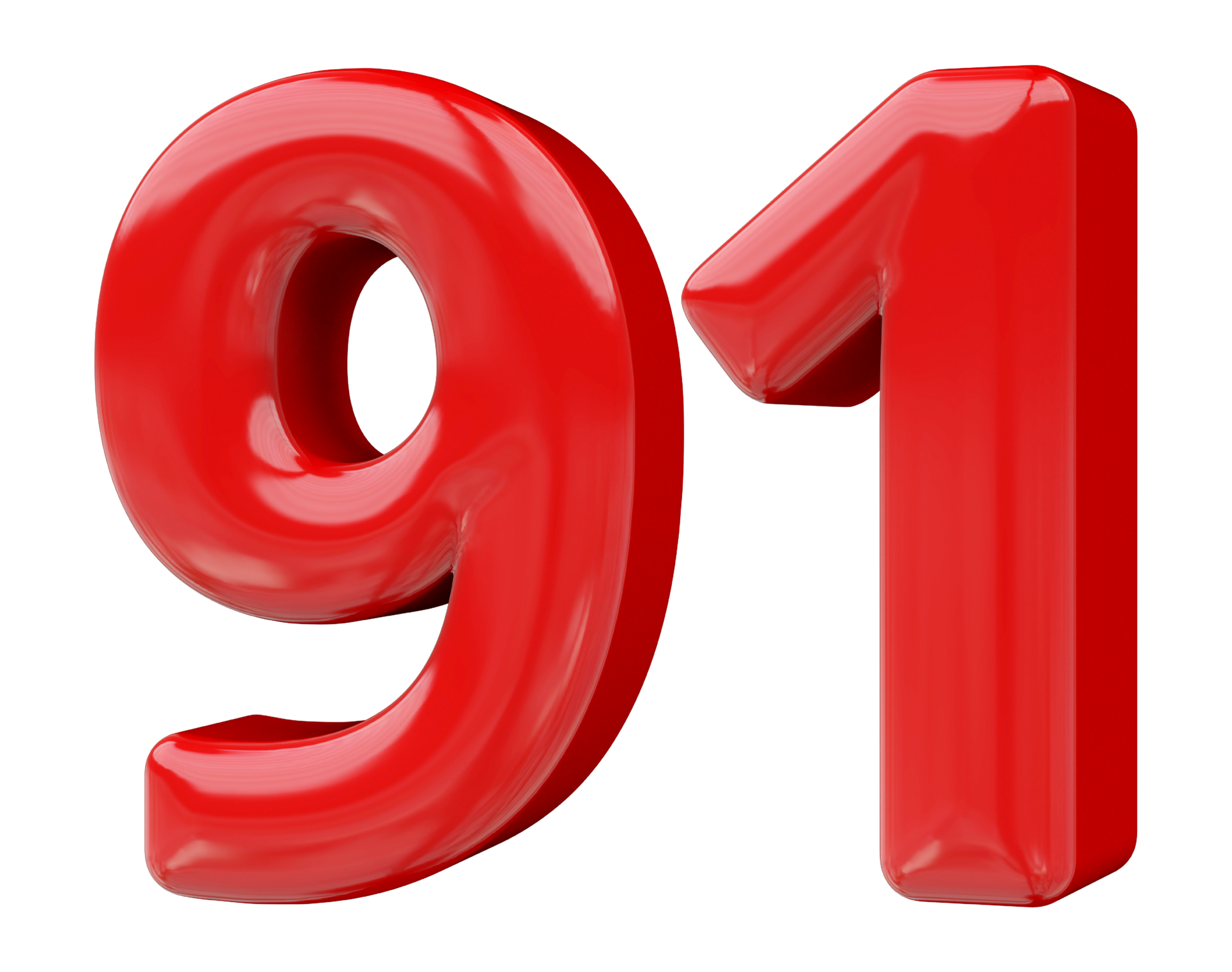 Red 3D Number 91 46645605 PNG