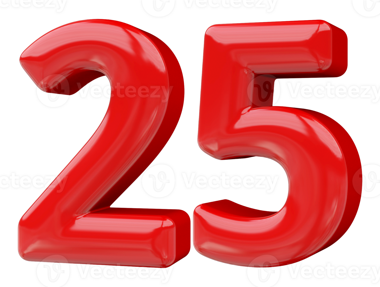 Red 3D Number 25 png