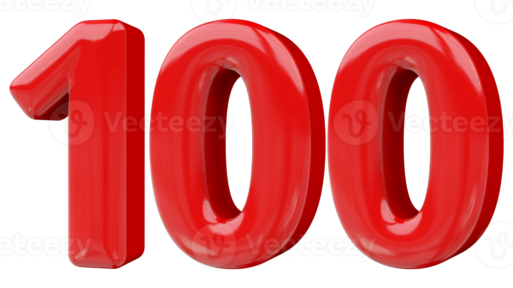 Red 3D Number 100 png