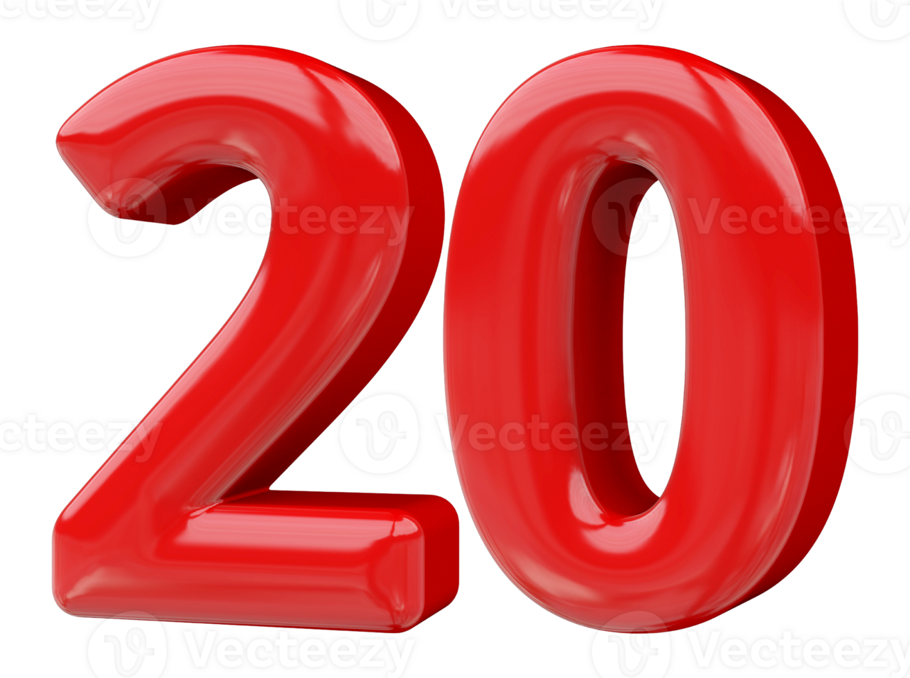 Red 3D Number 20 png