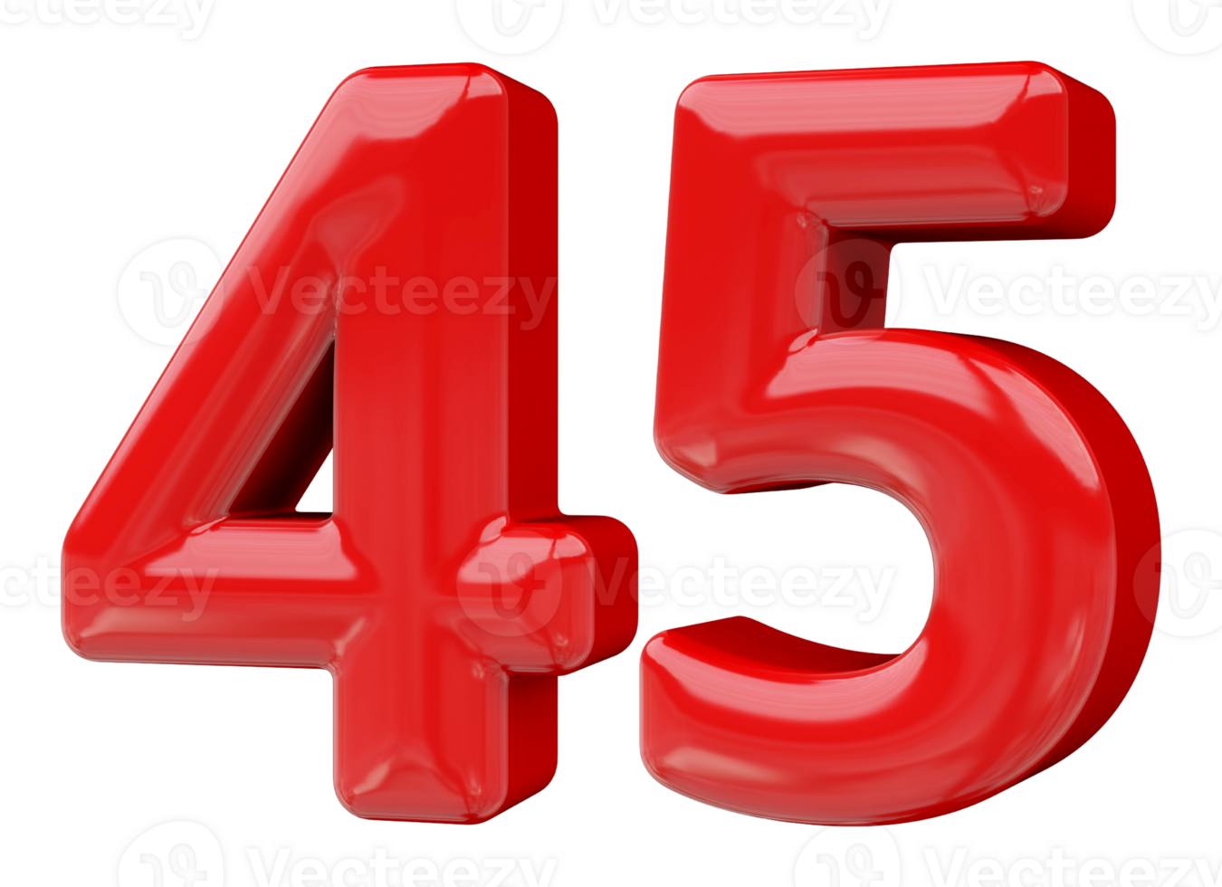 Red 3D Number 45 png