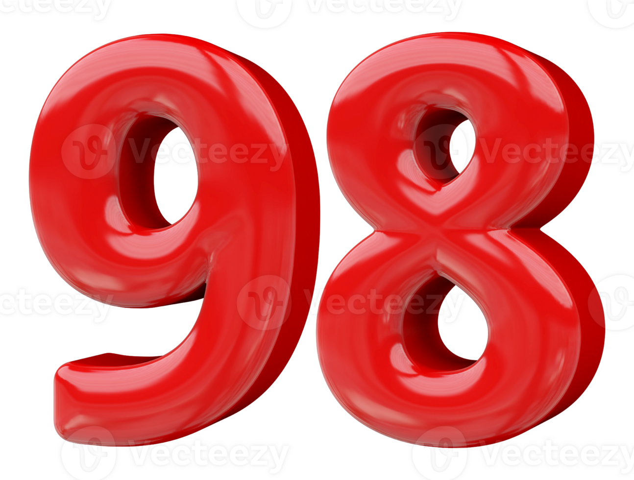 Red 3D Number 98 png