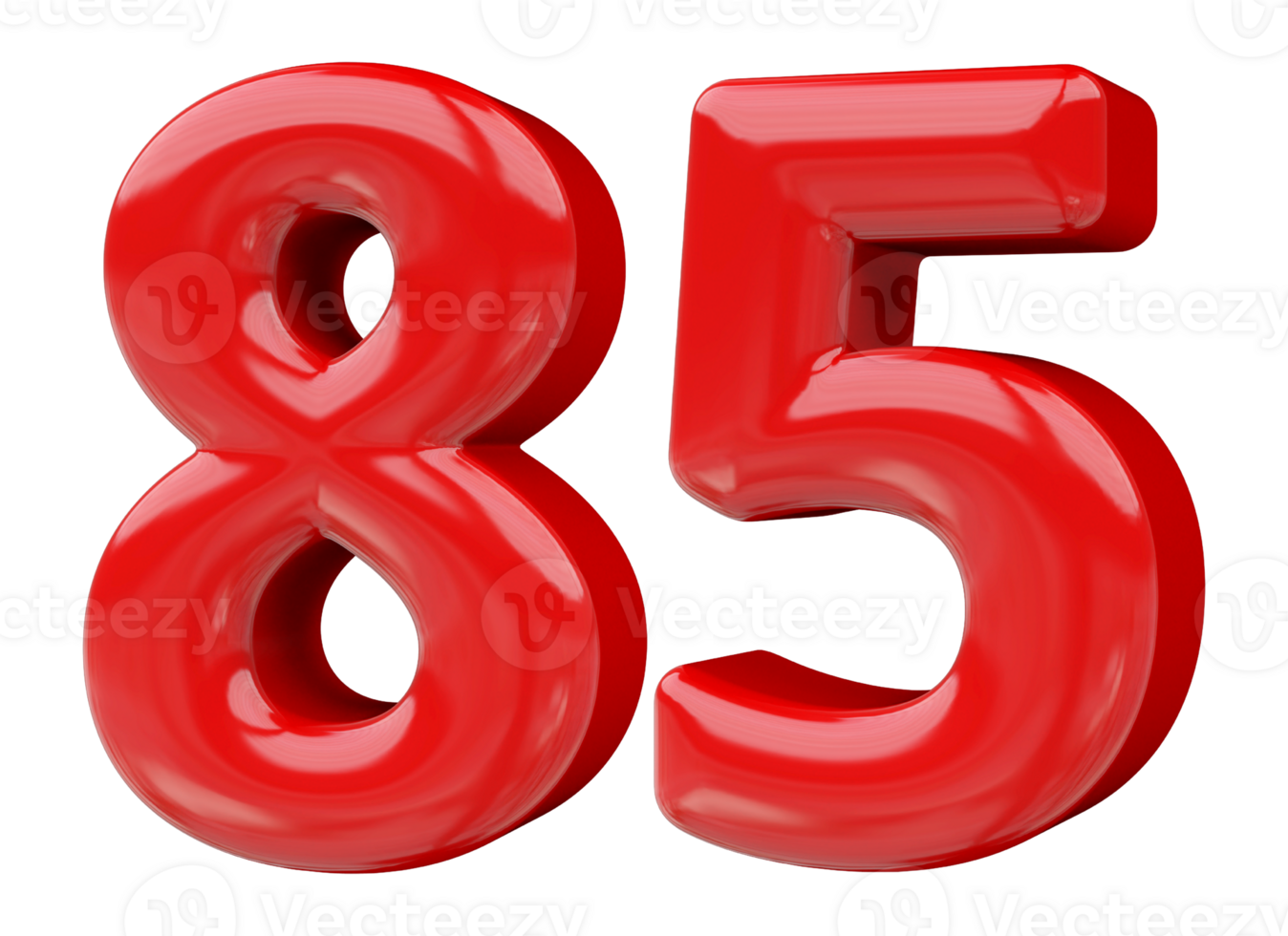 Red 3D Number 85 png