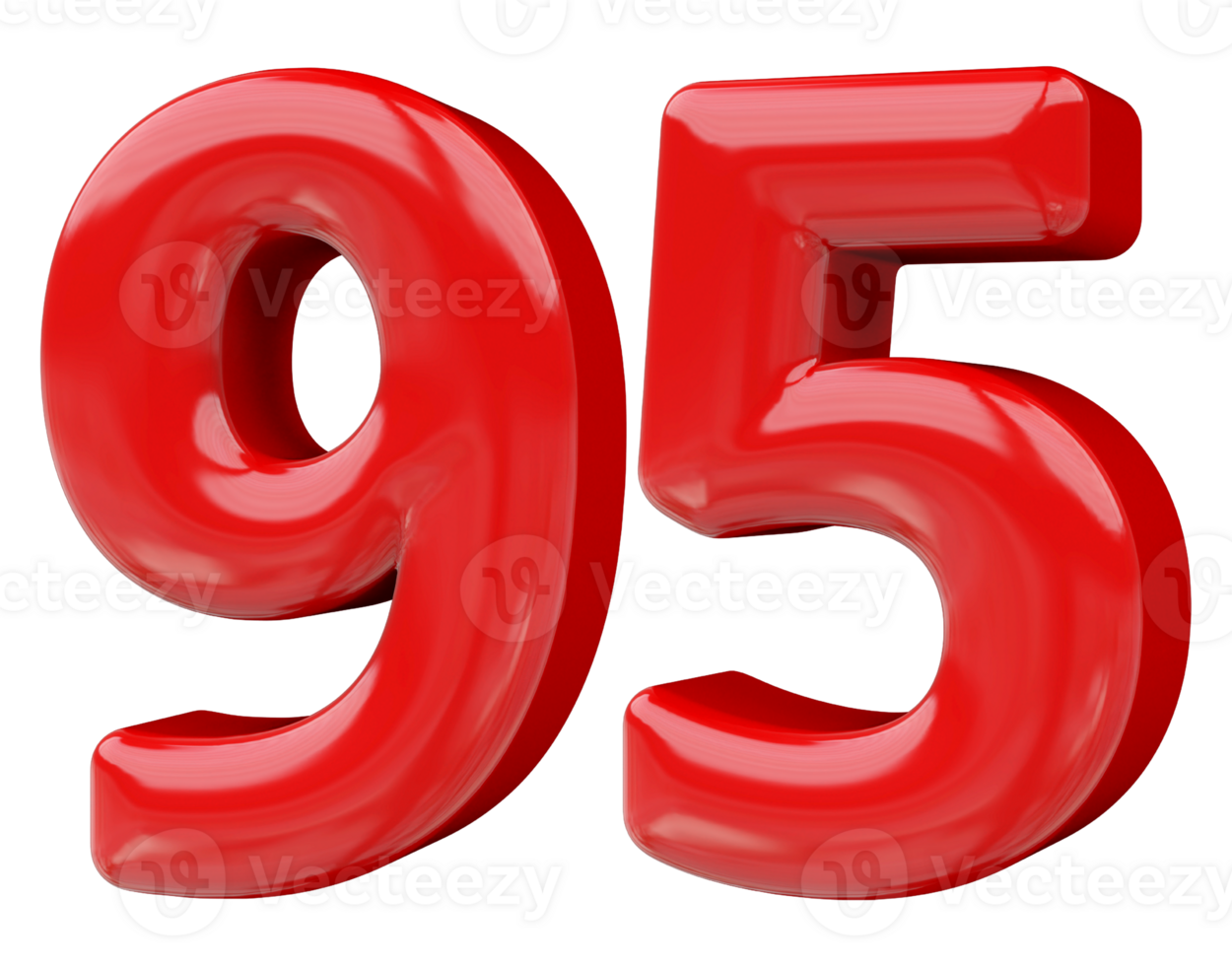 Red 3D Number 95 png